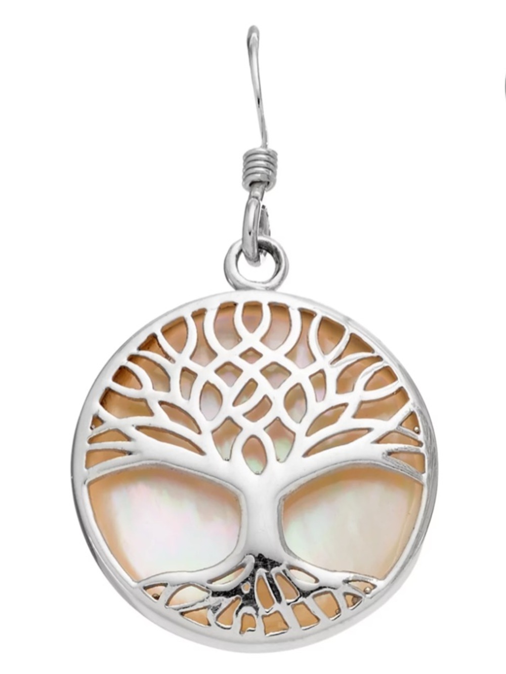 Nautica Rocks Sterling Silver Mother-of-Pearl Tree of Life Disc Drop Earrings